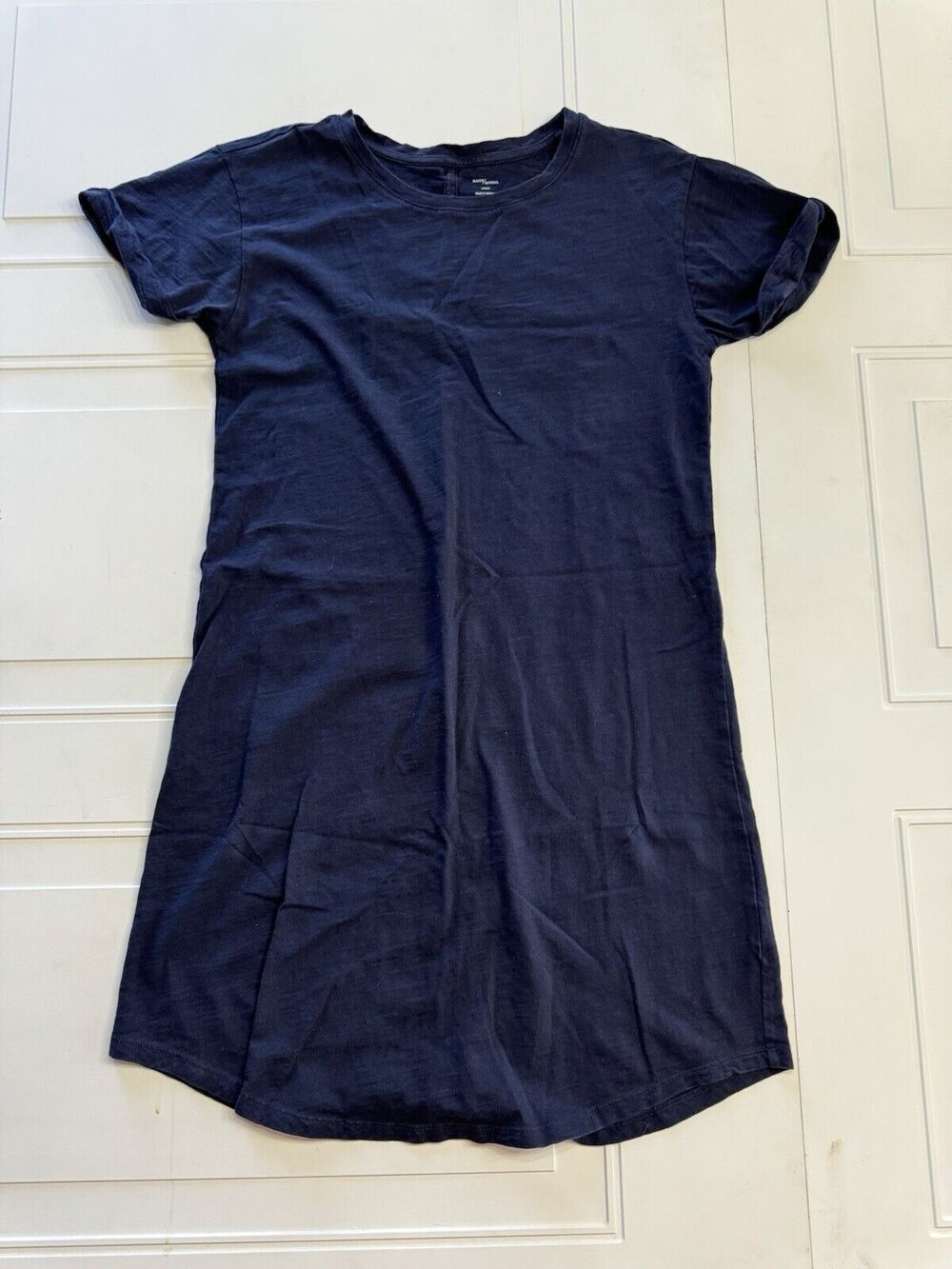 Daily Ritual Womens Sz S Navy Blue Crew Neck Short Sleeve T-Shirt Dress